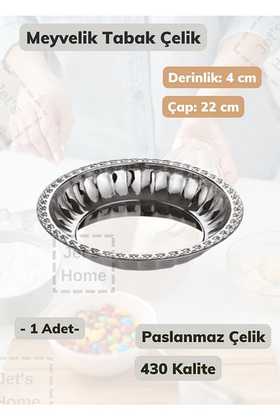 Jet's Home Steel Fruit Plate 22 cm Stainless Steel Plate