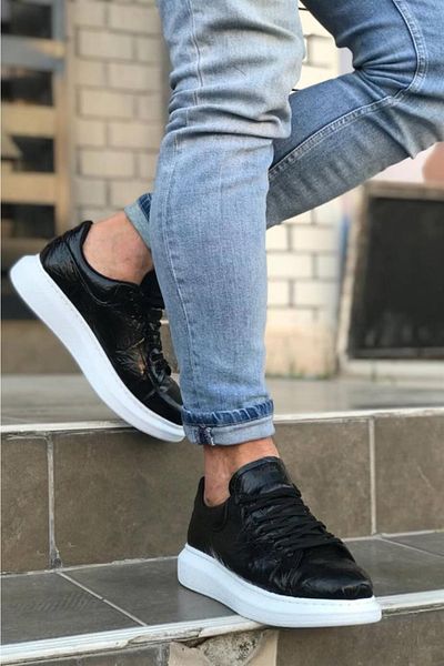 BPM Pantof casual Knack cu talpă înaltă 044 Talpă albă neagră (cu model)