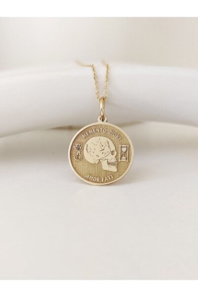 GÜMÜŞ Has Altın Kaplama Memento Mori 925k Kolye
