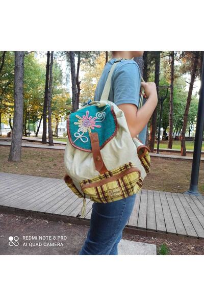 Old Cotton Kullanışlı Çok Renkli Cepli Spor Sırt Çantası