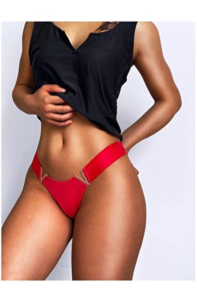 Genel Markalar Kadın Metal Toka Detaylı Yüksek Bel Brazillian Külot