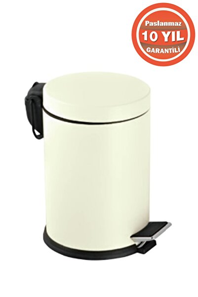 ÇELİK BANYO Paslanmaz Çelik 12 Litre Pedallı Banyo Çöp Kovası Krem
