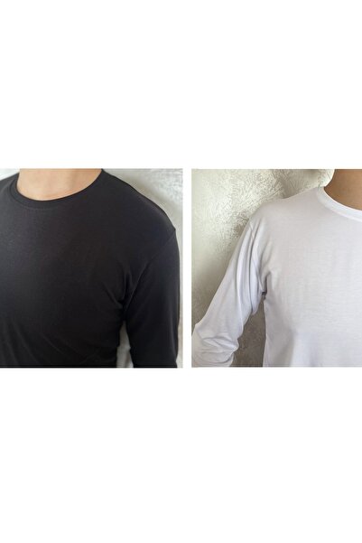 Betimoda Ανδρικό μπλουζάκι Elastane Crew Neck Μακρυμάνικο 2 τεμαχίων Μικτό χρώμα (ασπρόμαυρο)