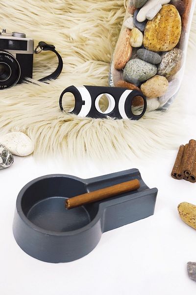 Esafe Home Concrete Small Size Cigar Ashtray + Cigar Cutting Scissors