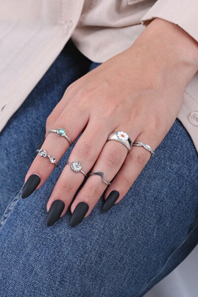 Ervalina مجموعة خواتم بتصميم مكون من 6 قطع 1389 لون ذهبي