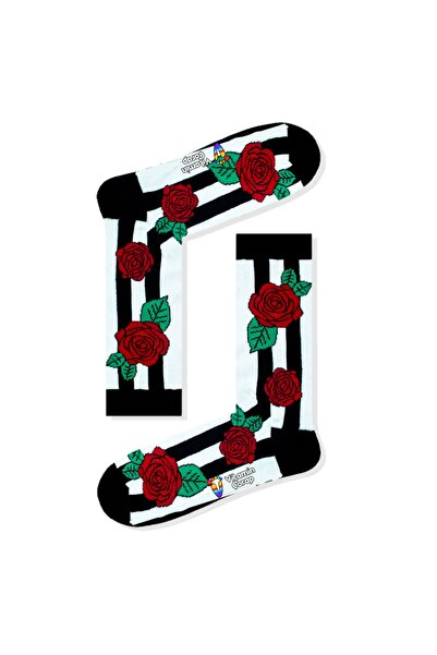 Limmon Store جوارب ملونة مخططة باللون الأسود الوردي