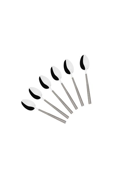 Tantitoni Set of 6 Dublin Matte Silvery Gray Teaspoon