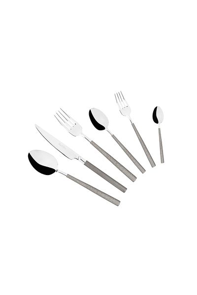 Tantitoni 36 Piece Dublin Matte Silvery Gray Stainless Steel Cutlery Set