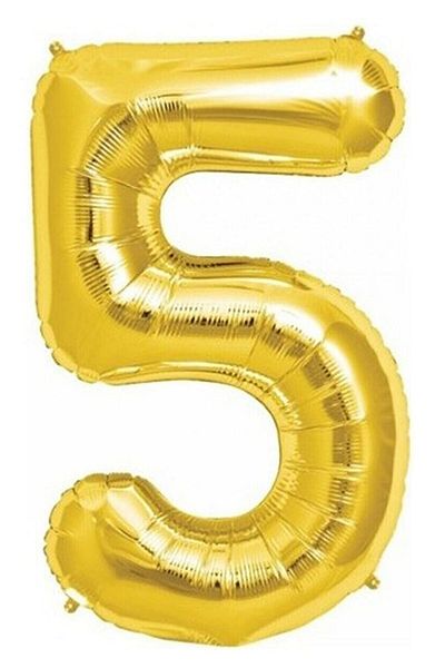 RÖNESANS PARTİ 5 Years 40 Inch 100 Cm Gold Large Number Foil Balloon