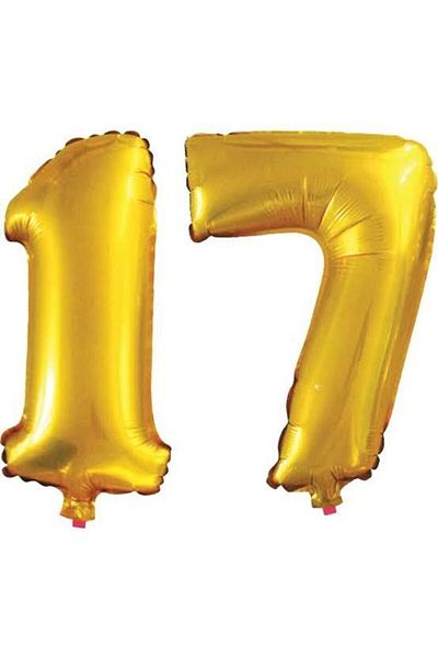 RÖNESANS PARTİ 17 Years Number Foil Balloon Gold 40 Inch 100 Cm