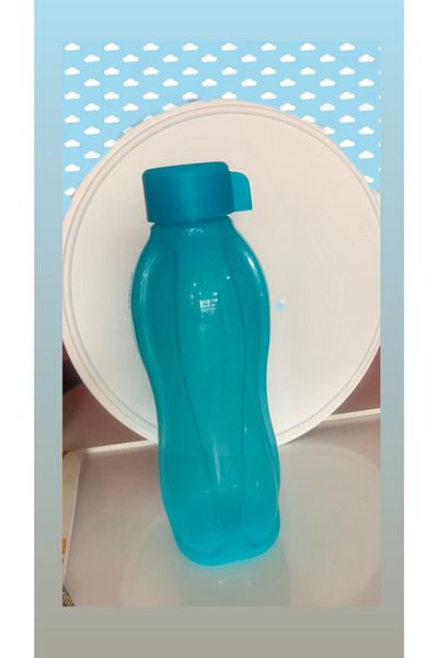 Tupperware Eco Bottle 1 Liter Blue Turn Open Lid