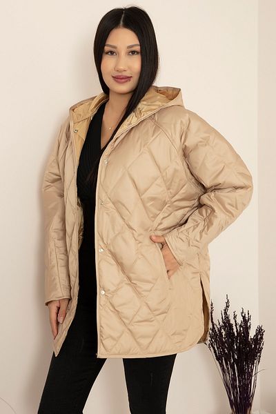 PULLIMM Quilted Hooded Pocket Short Coat 4254