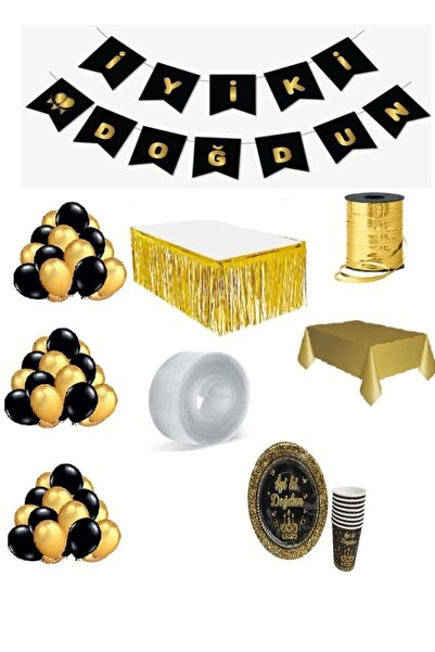 DÜVENCİ TİCARET Gold Renk Doğum Günü Seti 16 Kişilik