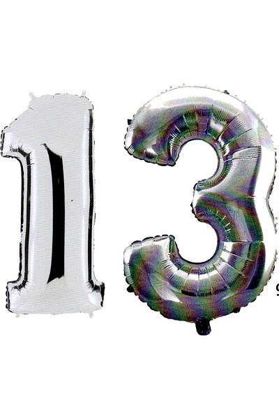 RÖNESANS PARTİ 13 Year Old Number Foil Balloon Silver 40 Inch 100 Cm