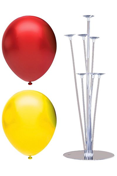 RÖNESANS PARTİ 7 Stick Balloon Stand + 50 Balloons (Red, Yellow)