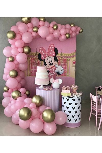 RÖNESANS PARTİ Goldpastel Pink Balloon Chain - Star Chrome Gift