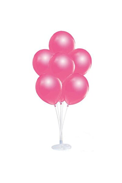 RÖNESANS PARTİ Balloon Stand and 7 Metallic Fuchsia Balloon Set