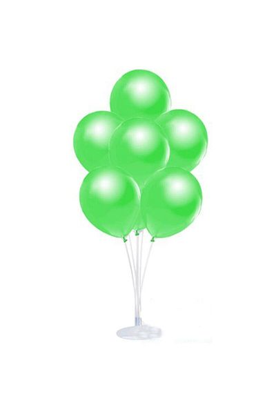 RÖNESANS PARTİ Balloon Stand and Set of 7 Metallic Light Green Balloons