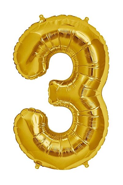 Genel Markalar Star 3 Rakamı Gold Folyo Balon - (40inç, 100cm)