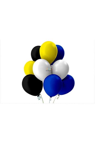 RÖNESANS PARTİ Dark Blue-white-yellow-black Pastel Soft Balloon 50 Pieces + 5 Meter Balloon Chain