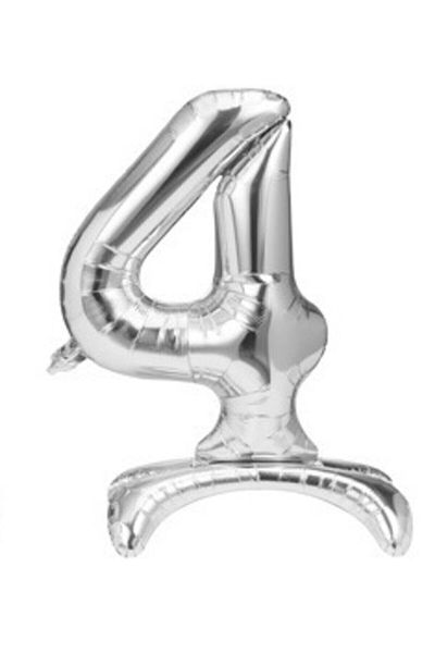 RÖNESANS PARTİ 4 Years Old Silver Colored Footed Foil Balloon Figure 32 Inches 80 Cm