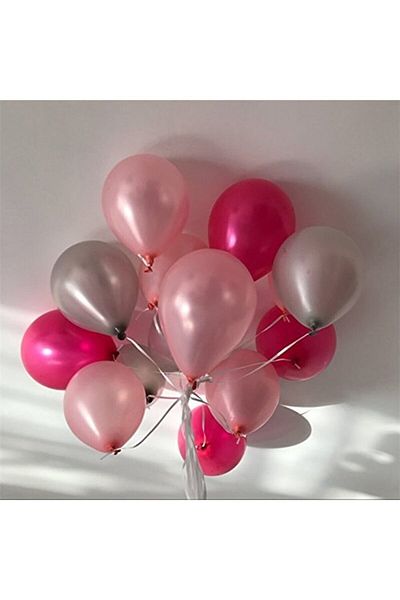 RÖNESANS PARTİ Fuchsia - Pink - Silver Mixed Metallic Balloon 25 Pieces