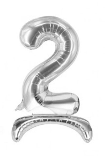 RÖNESANS PARTİ 2 Year Old Silver Colored Footed Foil Balloon Figure 32 Inches...