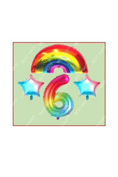 RÖNESANS PARTİ Star Rainbow Star Themed 6Th Birthday Party Set