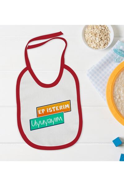 Bk Gift Kids Ep I Want Designed Red Baby Food Bib-3