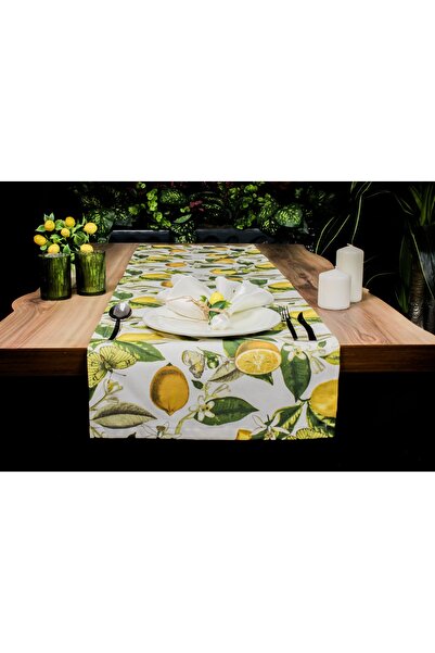 Biz Class Lemon Patterned Duck Fabric Runner, Lemon Runner/ Runner-Tablecloth