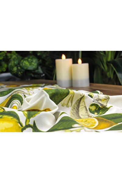 Biz Class Lemon Patterned Duck Fabric Runner, Lemon Runner/ Runner-Tablecloth