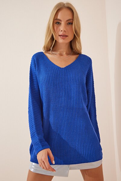 Happiness İstanbul Pullover - Blau - Oversize