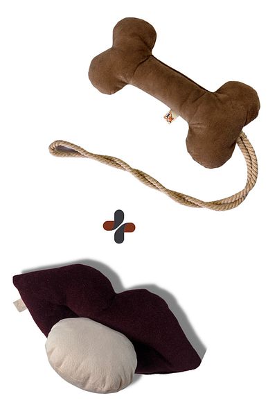 UTDpet Lippy Sound Lip Dog Toy + Bestie Traction Bone Dog Toy
