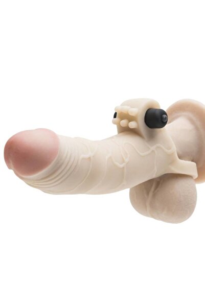 Vücut Uyumlu Malzemeden Üretilmiş 16 Cm X-tensions Titreşimli 5 Cm Uzatmalı Penis Kılıfı