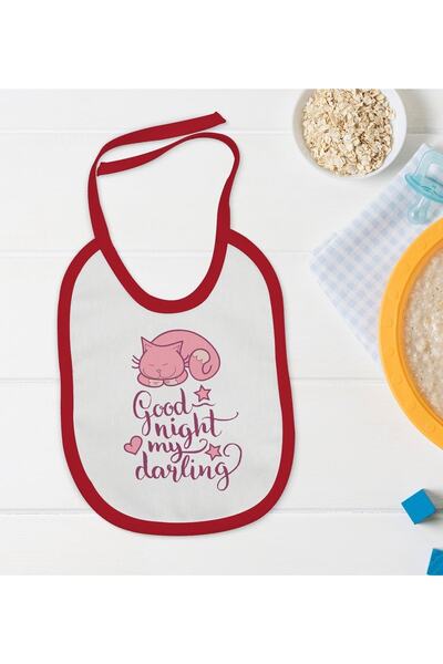 Bk Gift Kids Good Night My Darling Designed Red Baby Food Bib-1