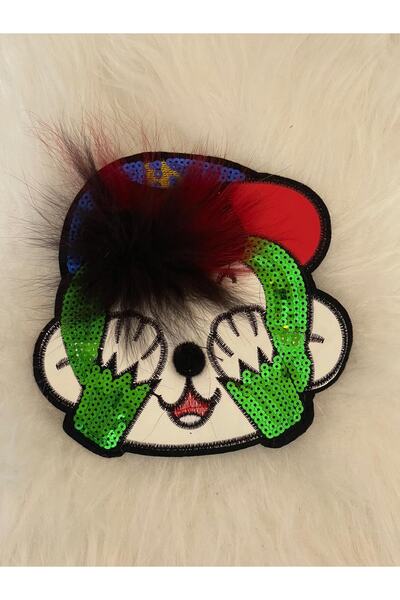 Gönülden Tasarım 16x17 Cm Pompom cu paiete pentru câine, aplicație, patch, armătură