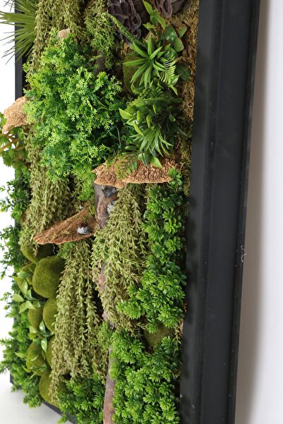 Yapay Çiçek Deposu Ahşap Panoda Bitki Duvar Sukulent Bahçesi Tablo 50 Cm X 100 Cm