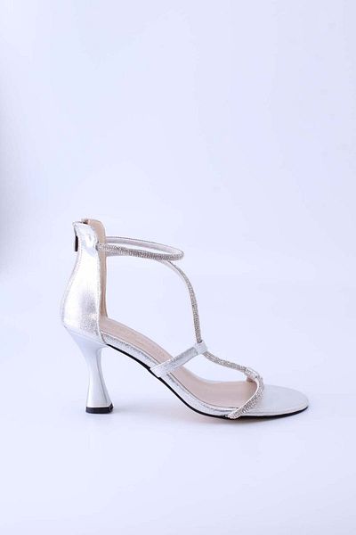 en7 Pantofi cu toc clasic pentru femei argintii 4950