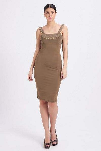 Balizza Blz-strapped Collar Accessory Detailed Dress