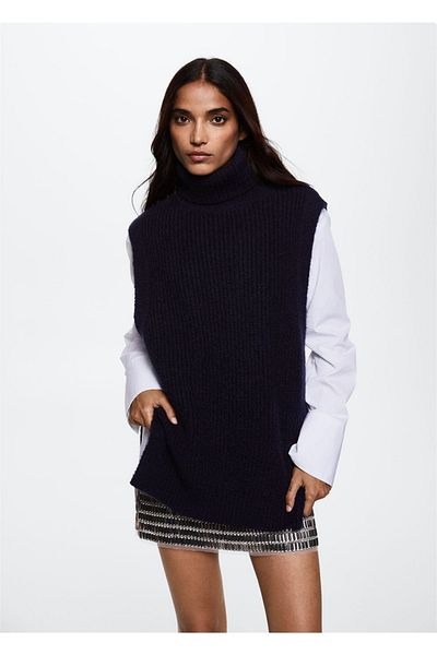 MANGO Woman Pulover tricotat cu guler rotit