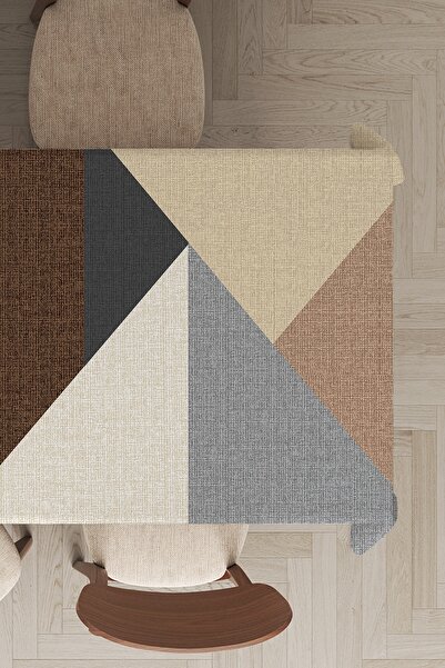 RugViva Stain Resistant Thai Feather Velvet Washable Stain Resistant Fabric Geometric Patterned Tablecloth Mso391