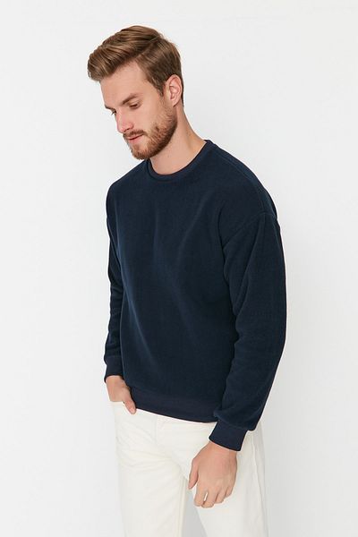 Trendyol Collection Sötétkék, foltosodásgátló polár pulóver - normál szabású, melegen tartó TMNAW23SW00158