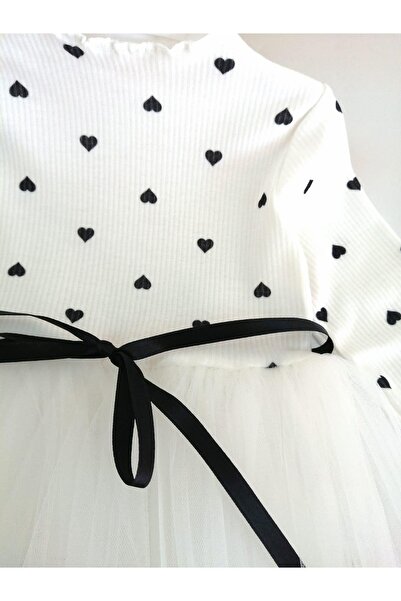 aryakids Kız Bebek Tütülü Puantiyeli Elbise Beyaz