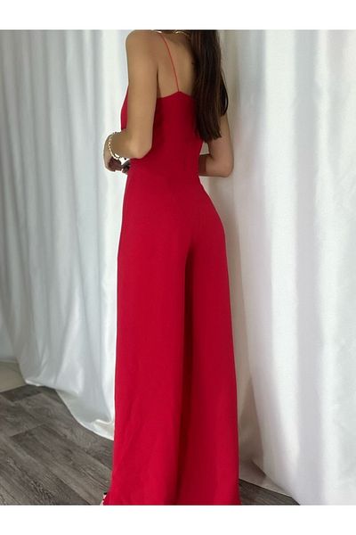 Secret Passion Lingerie Stil Culoare Roșu Curea din țesătură creponată elastică Decolteu dublu Rochie de seară lungă Salopetă 582101   697