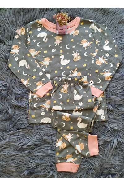 DBK Store Çocuk Kuğu Baskılı Uzun 2 Li Pijama Takım