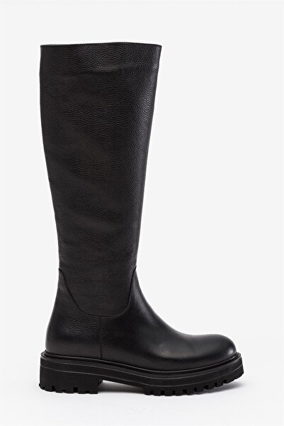 DeriNial Γυναικείες μαύρες μπότες από γνήσιο δέρμα