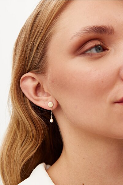 ADOR Altın Inci Sallantılı Plaka Küpe