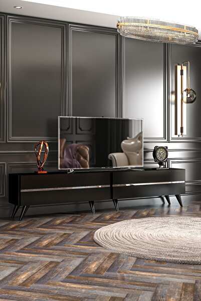 Givayo Mobilya Dakota Tv Ünitesi 207 Cm Siyah Gümüş