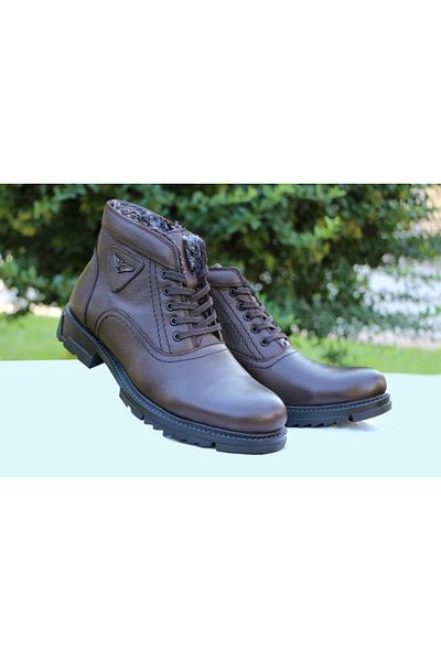 Yağlıoğlu Kundura Yağlıoğlu 2504 Cold Proof Γνήσιο Δέρμα & Γούνα Θερμικά Casual Ανδρικά Μποτάκια