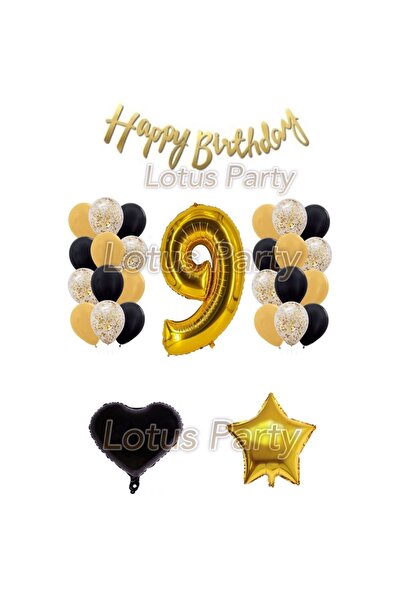 LOTUS PARTY مجموعة بالونات أرقام لعيد الميلاد بعمر 9 سنوات مكونة من 24 قطعة ب...